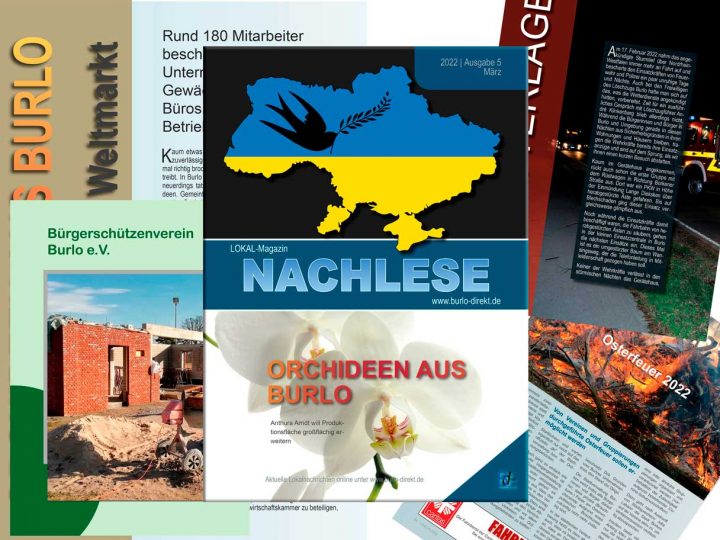 Die neue NACHLESE ist da – Dank an die Unternehmen, die die Arbeit der Burlo-Direkt Redaktion unterstützen