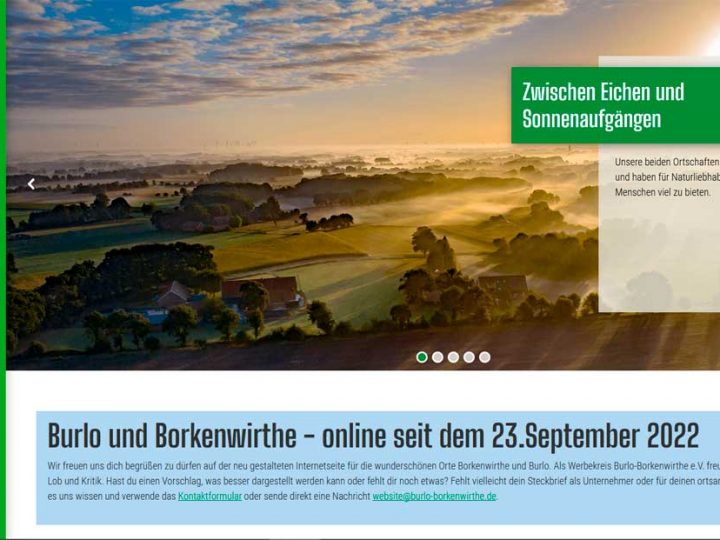 Homepage des Werbekreises Burlo-Borkenwirthe nach langer Vorbereitungszeit nun online