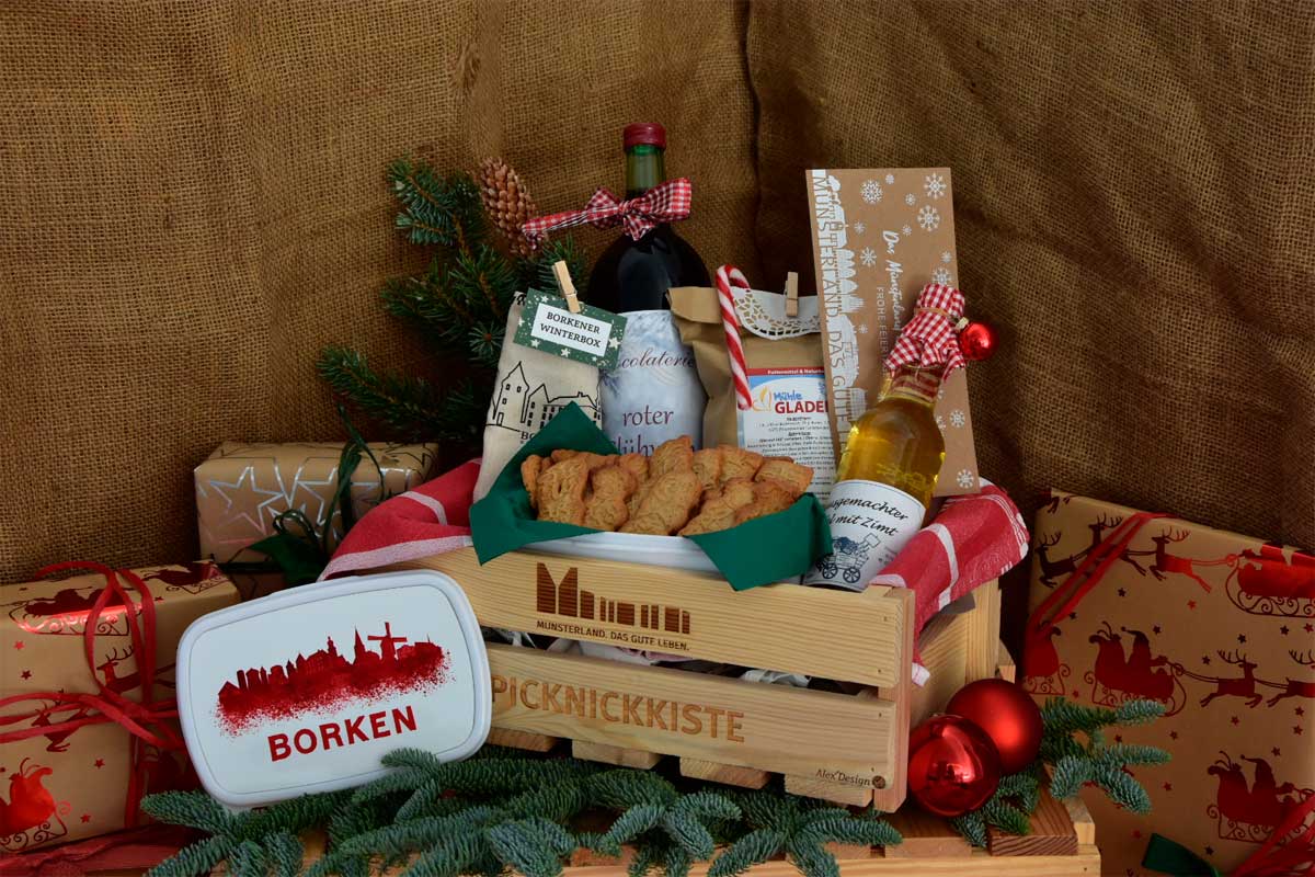 Weihnachten 2022 – Borkener Picknickkiste als Weihnachtsgeschenk