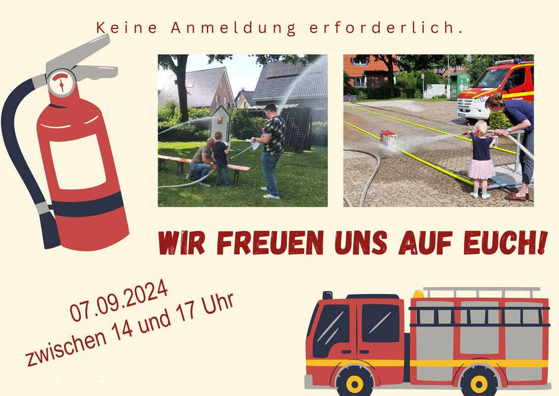 Einladung zu den ersten „Wasserspielen“ am Burloer Feuerwehrgerätehaus