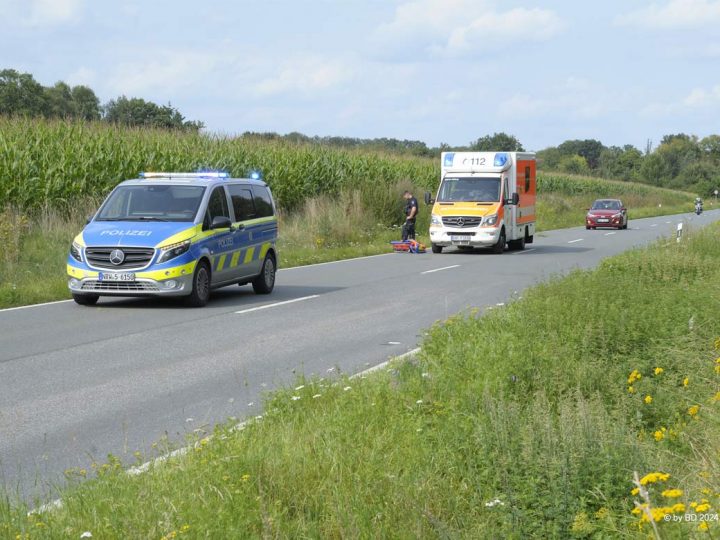 Burlo – Motorradfahrer kommt auf gerader Strecke (L572) von der Fahrbahn ab und stürzt