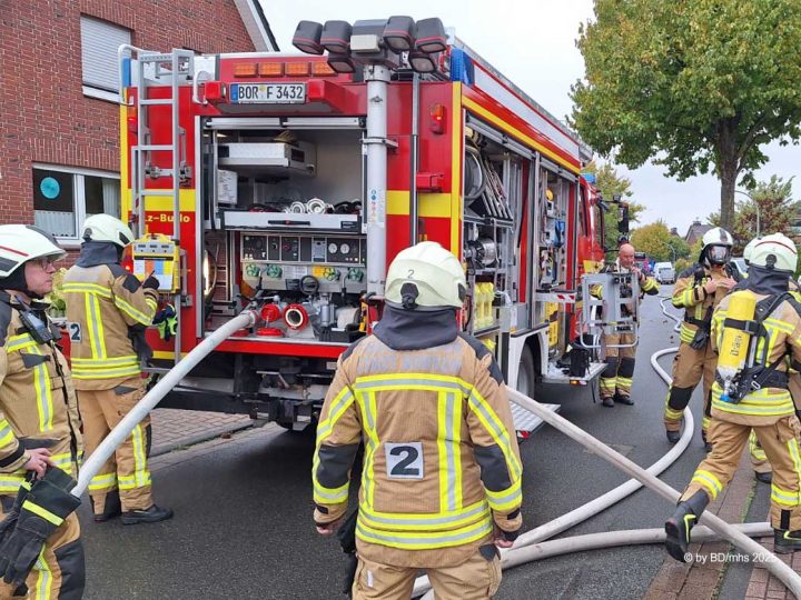 Wohnungsbrand in Burlo – Löschzüge der Borkener Feuerwehr im Einsatz