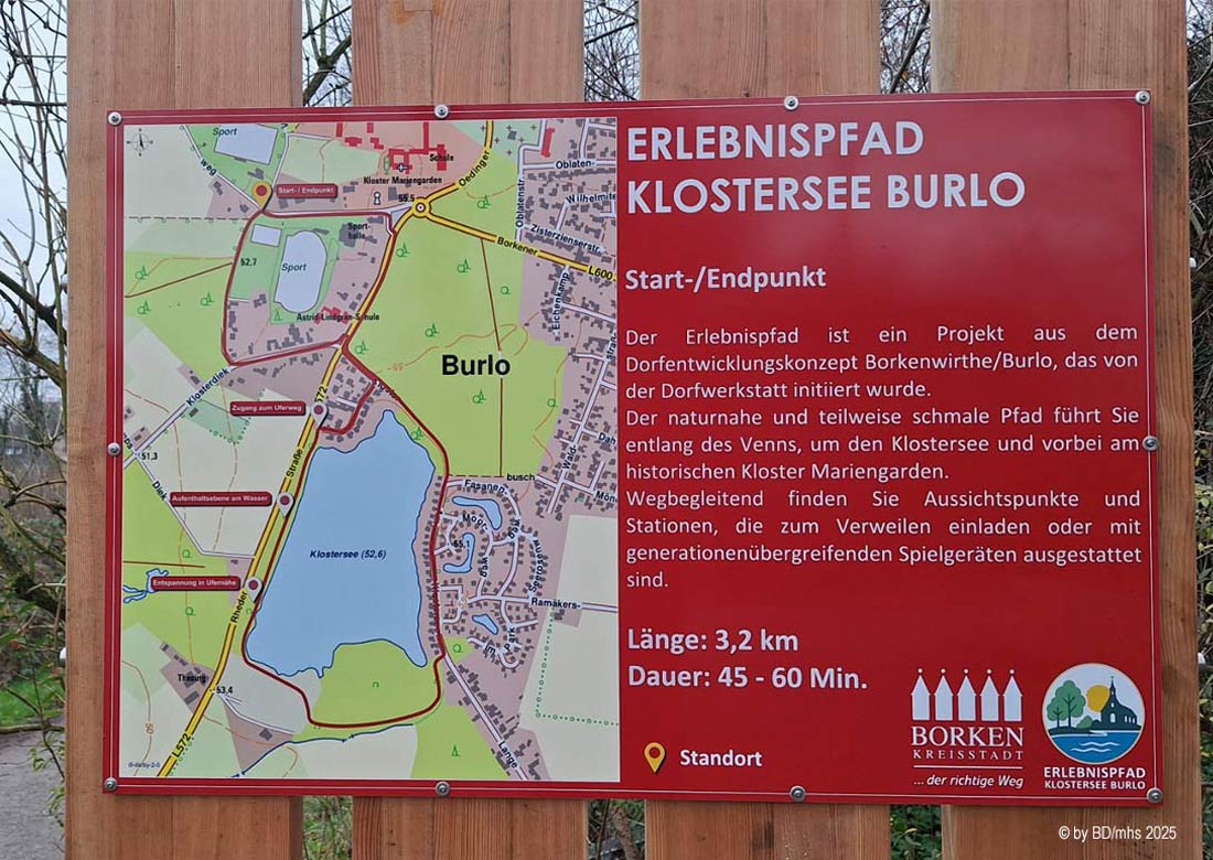 Hinweistafel am Start-/Endpunkt des Pfades - Foto: Burlo-Direkt 2025