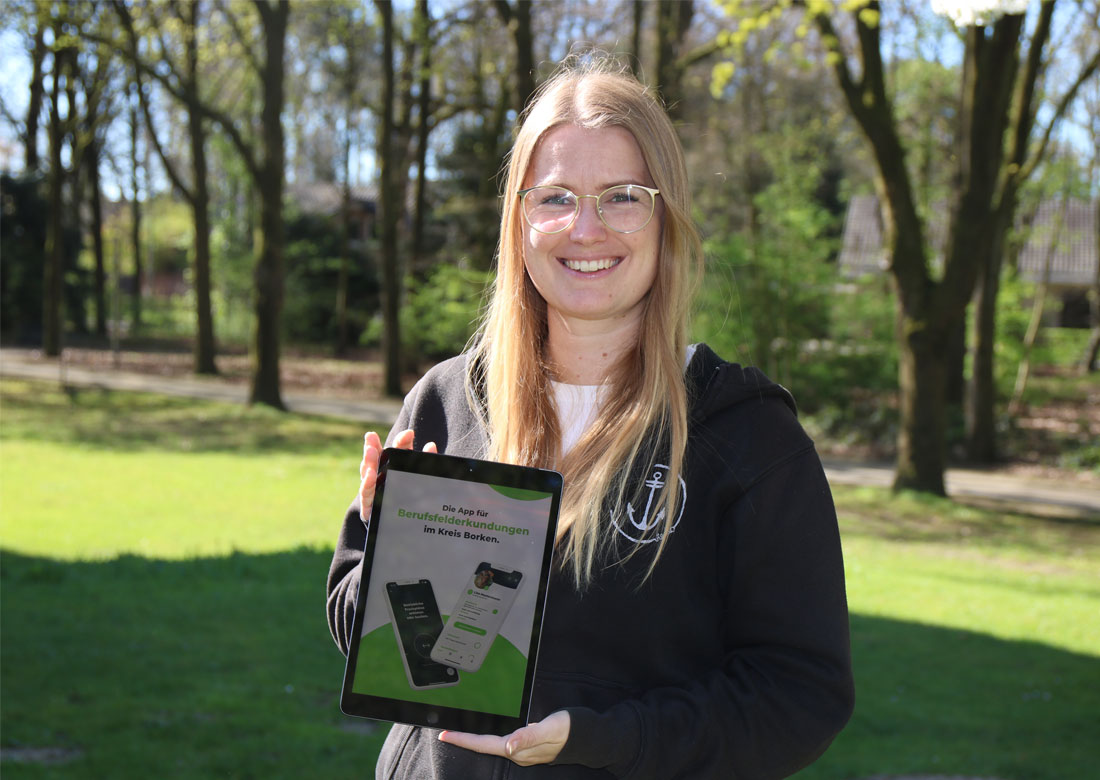Katharina Berger setzt sich im Kreis Borken für eine einfache und digitale Berufsorientierung mit der „beAzubi“-App ein.