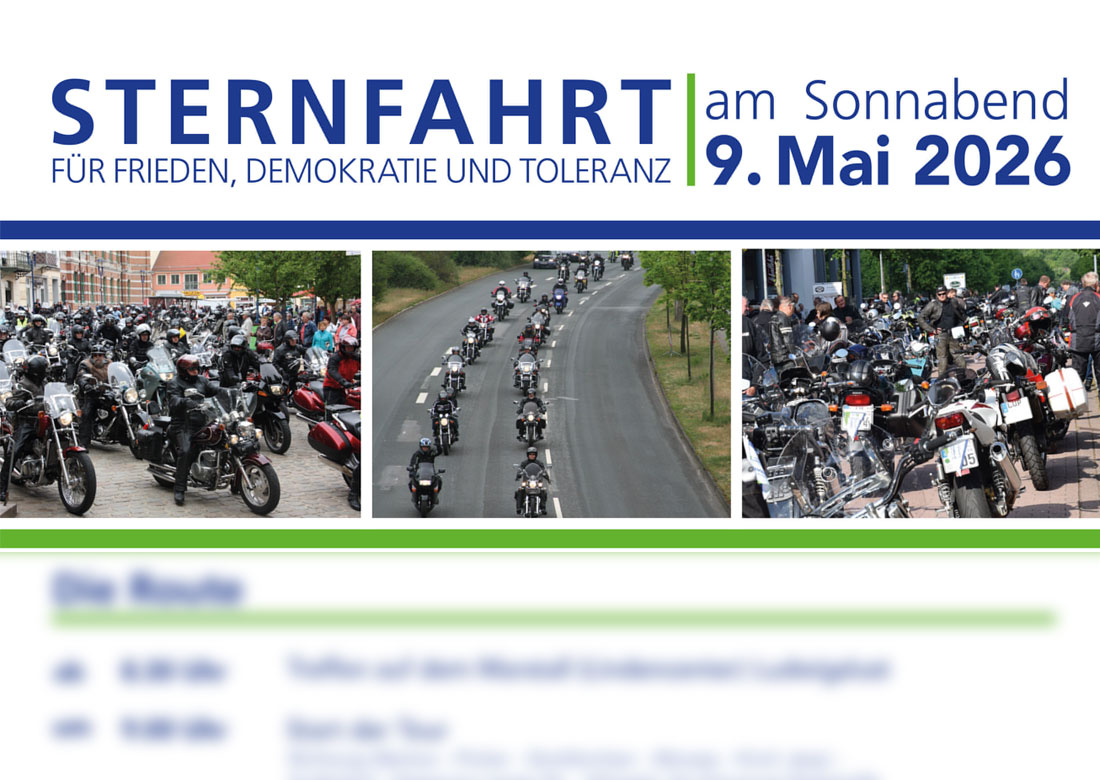„25. Sternfahrt für Frieden, Demokratie und Toleranz“ am 9. Mai 2026