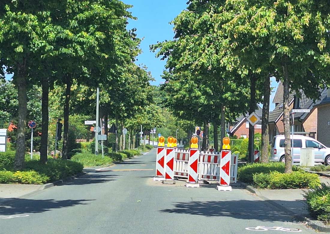 Baustelle: Dunkerstraße in Burlo voraussichtlich bis 24.07.2026 einspurige Verkehrsführung