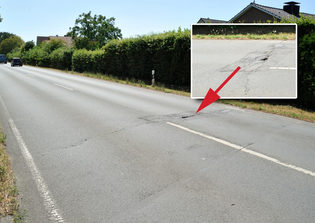 L600 (Borkener Straße) im Bereich Burlo - Sanierung geplant für 2027 - Foto: BD