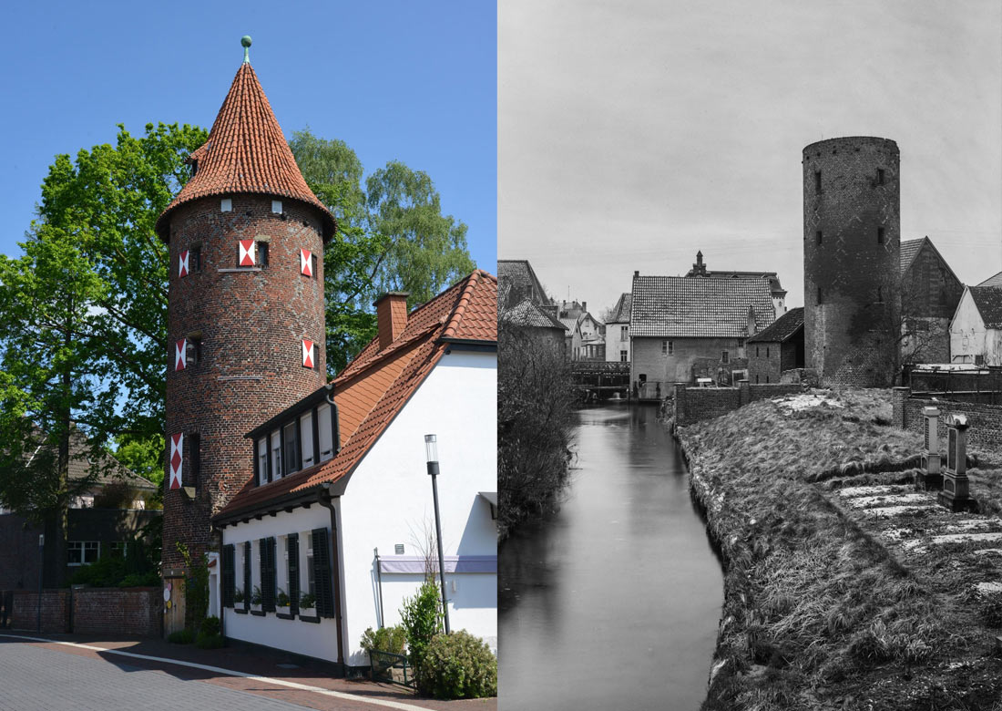 Der Kuhmturm heute und Anfang des 20. Jahrhunderts - Fotos: © LWL und LWL/Raphaela Wegers