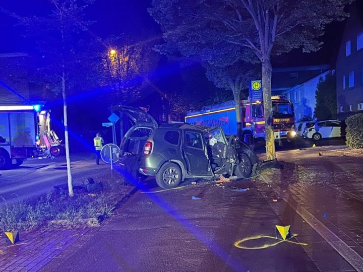Alkoholisiert gegen Baum gefahren – vier Personen verletzt