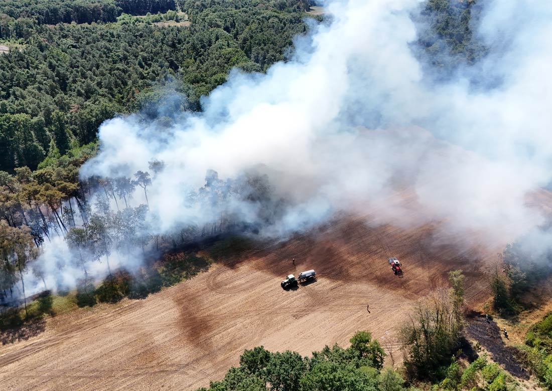 Drohnenbild des Vegetationsbrandes in Rhedebrügge - Stadt Borken