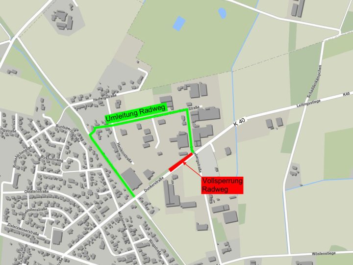 Radweg an der K40 (Dunkerstraße) in Burlo ab 21. September bis 2. Oktober gesperrt