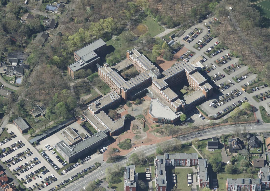Im GeoDatenAtlas sind neue Luftbilder verfügbar - hier ein Schrägluftbild vom Kreishaus Borken